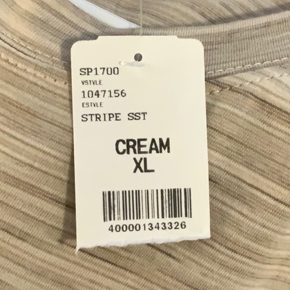 Lenor Romano Men’s Cotton Cream Stripe Short-Sleeve Tee XL - Picture 3 of 3